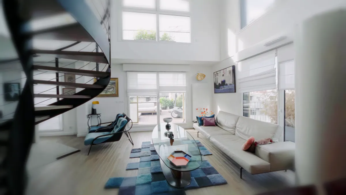 Intérieur · Résidence contemporaine · Séjour en double hauteur